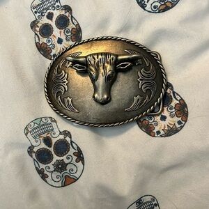 VINTAGE TEXAS STEER BELT BUCKLE / TEXAS LONGHORN STEER BELT BUCKLE